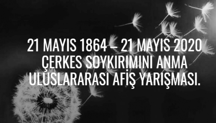 Çerkes Soykırımını Anma Afiş Yarışması görselidir. Karanlık bir yerde havada uçuşan karahindibalar görülüyor.