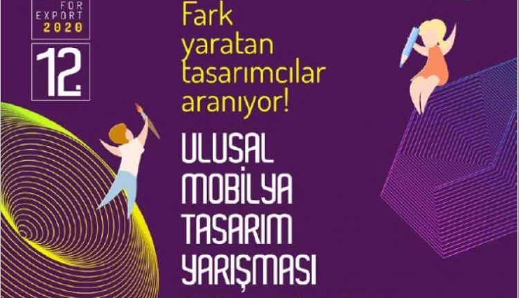 Ulusal Mobilya Tasarım Yarışması görselidir. Görselde tasarım çizgileri ve bir kız bir ekek çocuğunun çizim yaptığı temsil ediliyor.