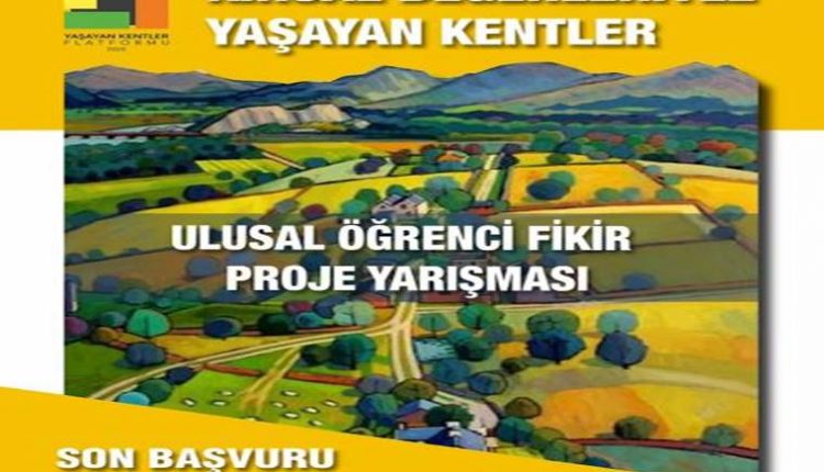 Ulusal Öğrenci Proje Fikri Yarışması duyuru görselidir. Sarı çerçeveli resimde doğal alanlar görülmektedir.