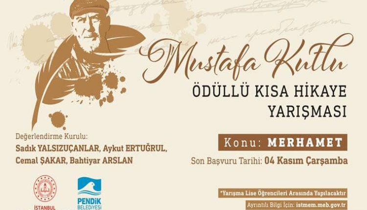 Mustafa Kutlu Ödüllü Kısa Hikaye Yarışması duyuru görselidir. Görselde sarı tonlarıyla çizilmiş Mustafa Kutlu resmi yer almaktadır. Ayrıca yarışma bilgilerine yer verilmiştir.