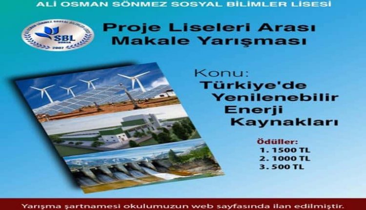Türkiye’de Yenilenebilir Enerji Kaynakları Ulusal Makale Yarışması duyuru görselidir.
