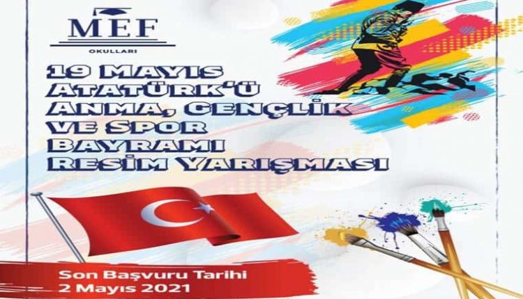 19 Mayıs Atatürk'ü Anma Gençlik ve Spor Bayramı Resim Yarışması duyuru görselidir.