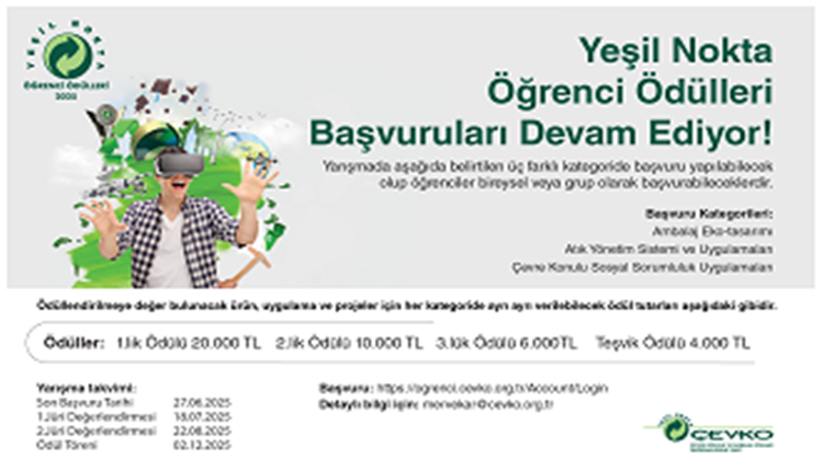 ÇEVKO Yeşil Nokta Öğrenci Ödülleri düzenleniyor.